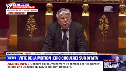 Motion de censure: "Nous faisons aujourd'hui l'histoire", déclare Éric Coquerel à l'Assemblée nationale