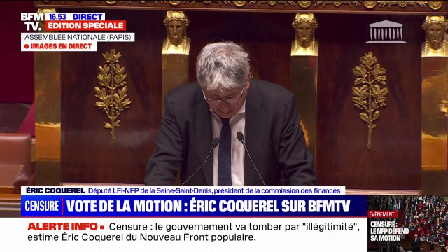 Motion de censure: Éric Coquerel affirme que l'illégitimité du gouvernement de Michel Barnier provoque sa chute