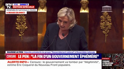 Motion de censure: le budget "ne comporte ni cap ni vision", estime Marine Le Pen