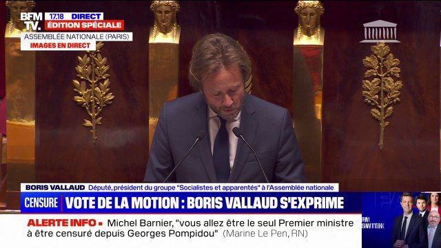 Boris Vallaud (PS) à Michel Barnier: Pendant des semaines, vous vous êtes enfermé dans un tête-à-tête humiliant avec (l'extrême droite)