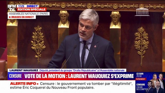 Motion de censure: Vous faites semblant de vous injurier les uns les autres et vous vous apprêtez à voter les uns avec les autres , déclare Laurent Wauquiez