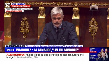 Motion de censure: Laurent Wauquiez dénonce une "boîte de Pandore de l'instabilité gouvernementale"