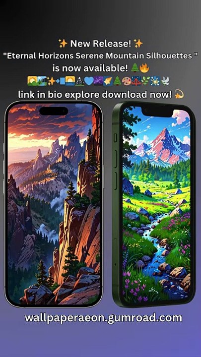 phone wallpaper Eternal Horizons Serene Mountain Silhouettes