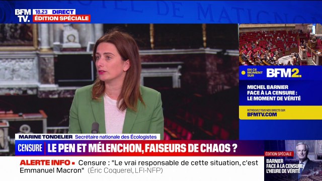 Marine Tondelier appelle les membres du front républicain à se parler en cas de censure du gouvernement de Michel Barnier pour aboutir à un plan d'urgence