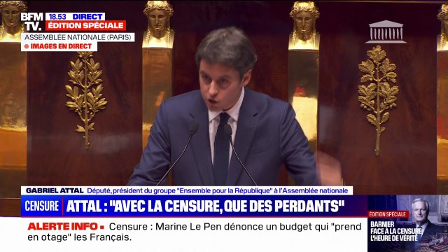 Motion de censure: Comment être ouvert au compromis quand on est fasciné par les régimes dictatoriaux , déclare Gabriel Attal en s'adressant à Marine Le Pen