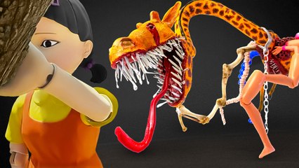 Squid Game: New Season 👧🏻🦒 Creepy Dolls vs. Monster Animals – Epic Battle & Free DIY Craft! ☠️