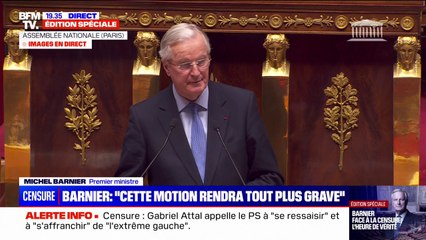 Motion de censure: "Un honneur d'avoir servi avec dignité la France et les Français", déclare Michel Barnier