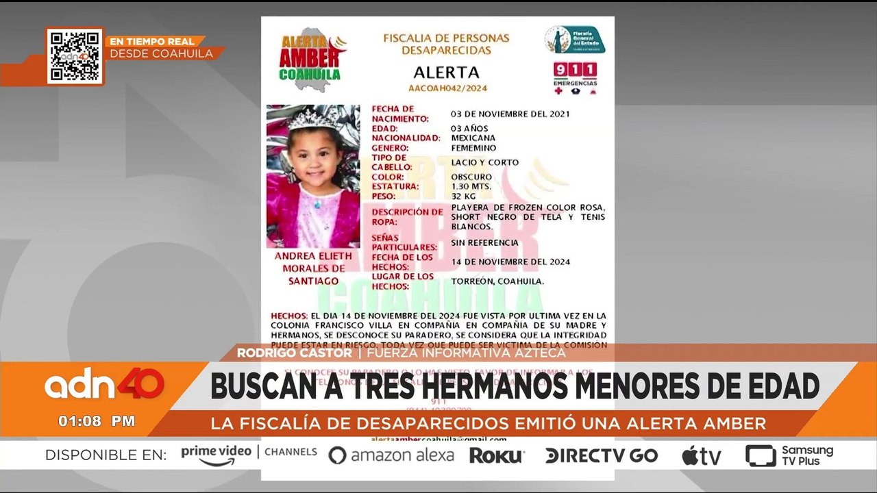 Buscan a tres hermanos menores de edad desaparecidos en Coahuila