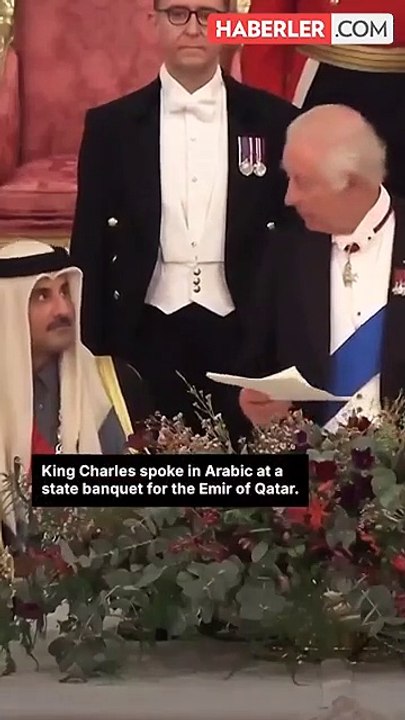 Katar Emiri için ziyafet veren Kral Charles Arapça konuştu