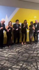 VÍDEO: Milei faz 'dancinha de Trump' ao lado de nora do republicano