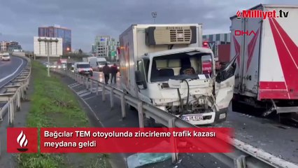 Bağcılar TEM otoyolunda zincirleme trafik kazası meydana geldi