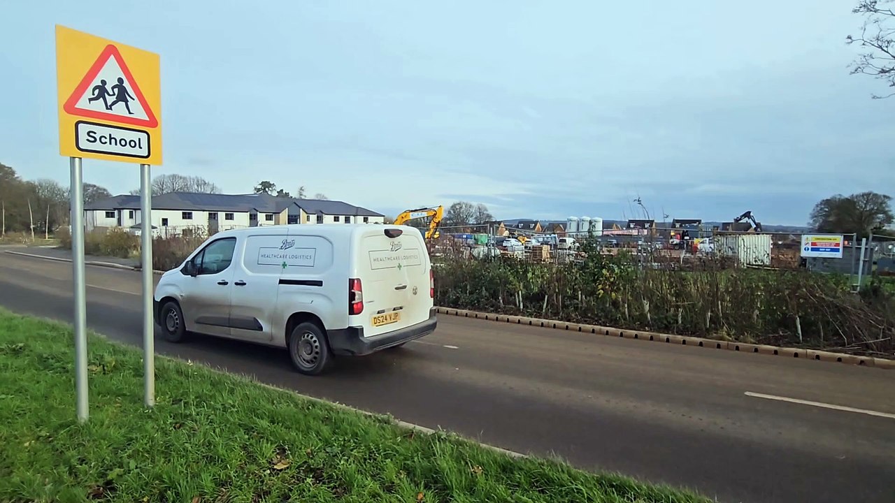 The construction sight and Somer Valley House Care Home along side the road.