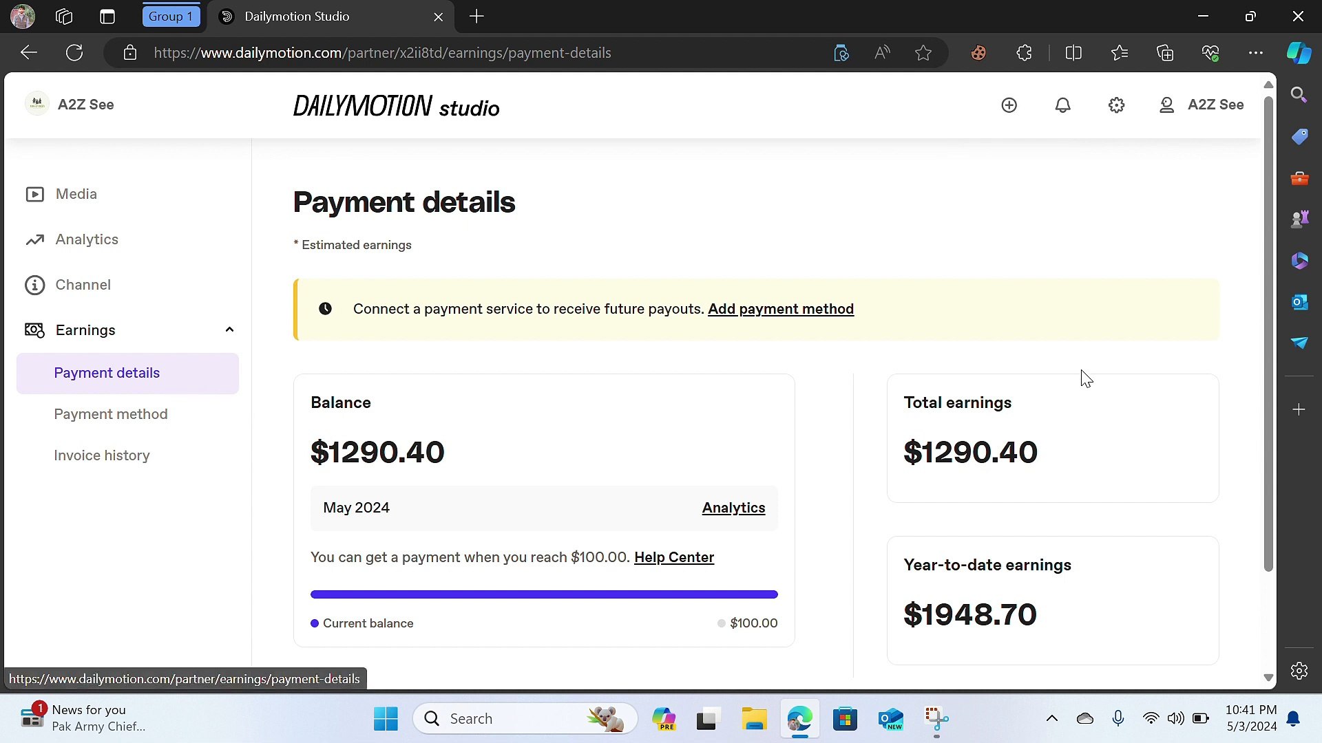 ⁣My Dailymotion earning proof how to earn 1000 with Dailymotion making money online
