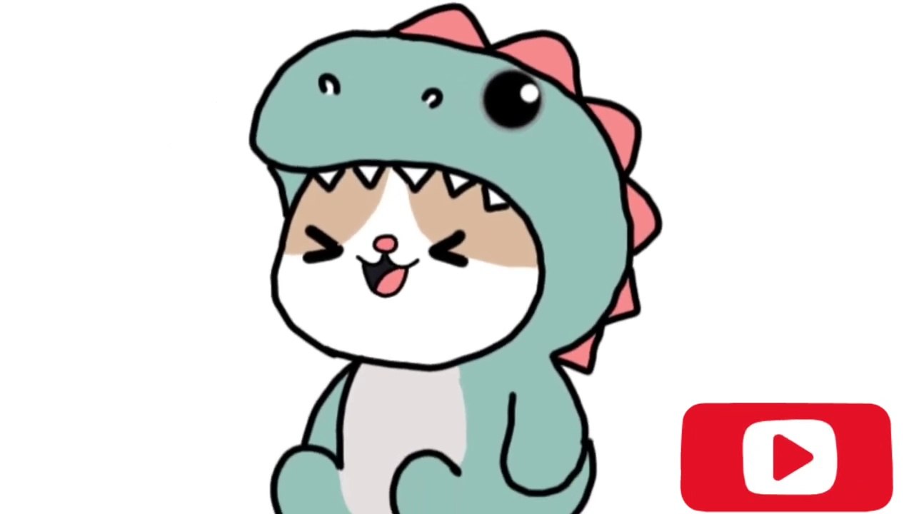 Cute dino cat tutorial | digital artist