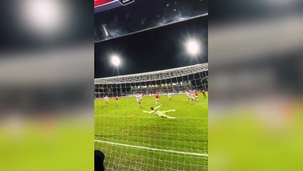 Danny DeVito celebrates Wrexham goal in virtual reality room