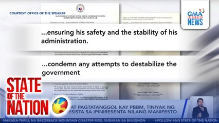 Pagsuporta at pagtatanggol kay PBBM, tiniyak ng mga kongresista sa ipiniresenta nilang manifesto | SONA