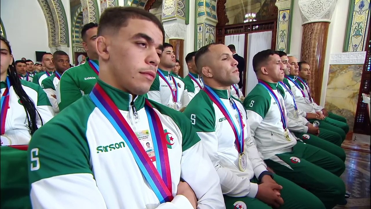 مراسم حفل تكريم النخب الرياضية العسكرية للجيش الوطني الشعبي تحت إشراف السيد رئيس الجمهورية، بقصر الشعب