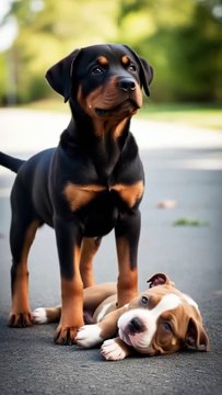 Rottweiler Puppy vs Pitbull puppy ( German Shepherd, Husky, Doberman, labrador retriever, Pointer).