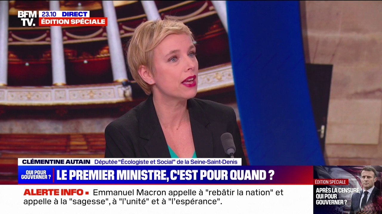 Clémentine Autain (députée "Écologiste et social") appelle Emmanuel Macron à "revenir à la raison"