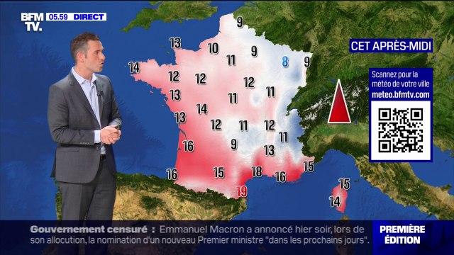 De la pluie sur la pointe bretonne, sur le sud-ouest de la France et du soleil sur le reste du pays, avec des températures comprises entre 8°C et 19°C... La météo de ce vendredi 6 décembre