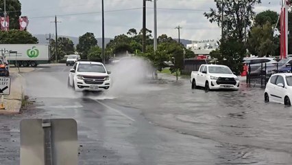 Melrose Drive flooded near the Melbourne Road roundabout after severe storm