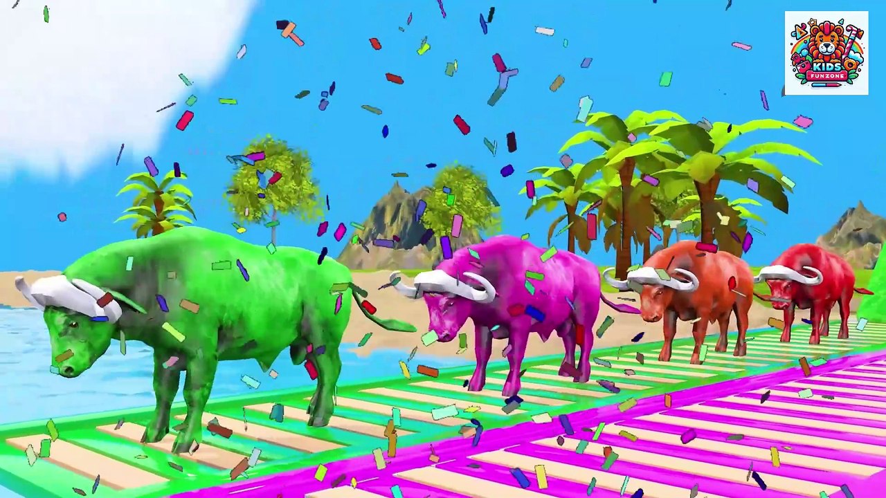 5 Giant Duck Cartoon: Cow Mammoth Dog T Rex Lion Tiger Funny 3d Crossing Fountain Paint Animals Game