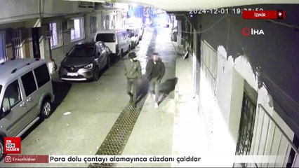 İzmir'de para dolu çantayı alamayınca cüzdanı çaldılar
