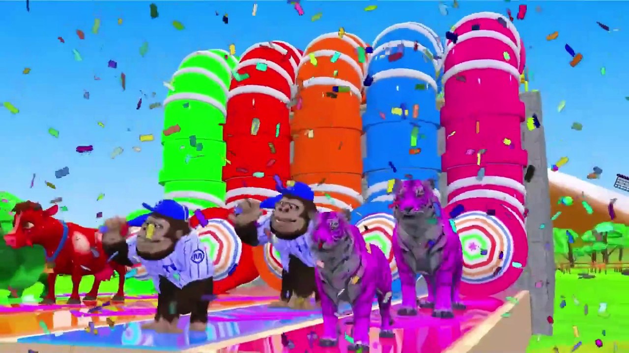Paint Animals: Duck Tiger Cow Lion Gorilla Tusked Elephant Dinosaur Fountain Crossing Animal Game