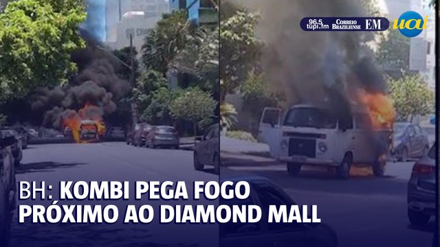 Kombi pega fogo próximo ao Shopping Diamond em BH