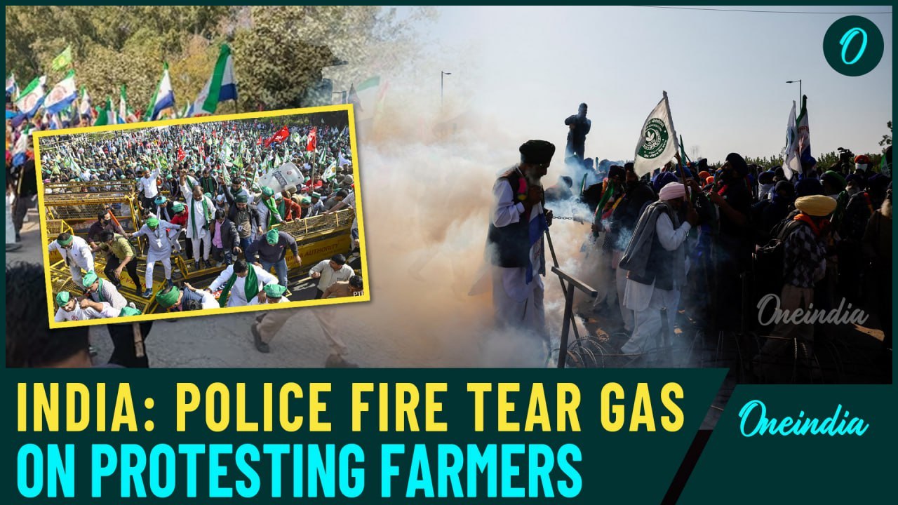 Farmers' Protest: Police Fire Tear Gas at Shamb...