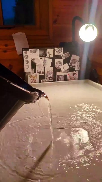 Artist is using a Japanese water marbling technique to make art!