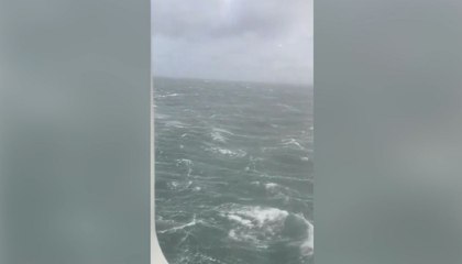 Storm Darragh: Passenger stranded on Belfast ferry films stormy conditions