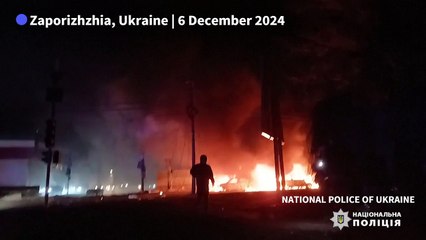 Rescue team on site after devastating Russian attack in Ukraine's Zaporizhzhia