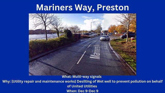 Roadworks starting in Preston & South Ribble (9/12-15/12)