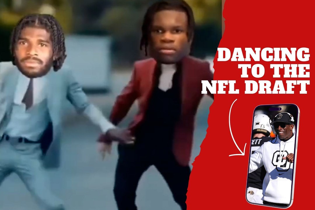 Travis Hunter and Shedeur Sanders as you never seen them before dancing to “Stayin’ Alive” to hype up the NFL Draft