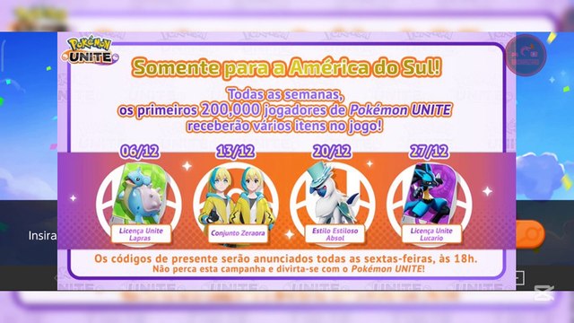 🎁O TERCEIRO MELHOR CÓDIGO DE PRESENTE DO ANO COM LICENÇA PERMANENTE OU 12K MOEDAS NO POKÉMON UNITE