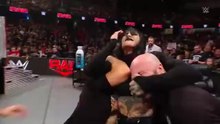 Raquel Rodriguez slams Rhea Ripley’s eye on a table. (Raw highlights 2/12/2024)