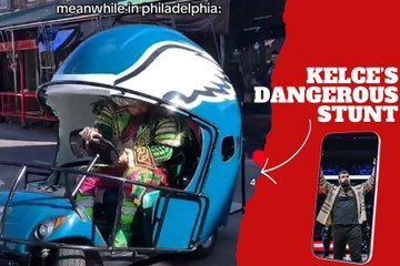 Jason Kelce makes a very dangerous driving maneuver in Philadelphia and instantly regrets it