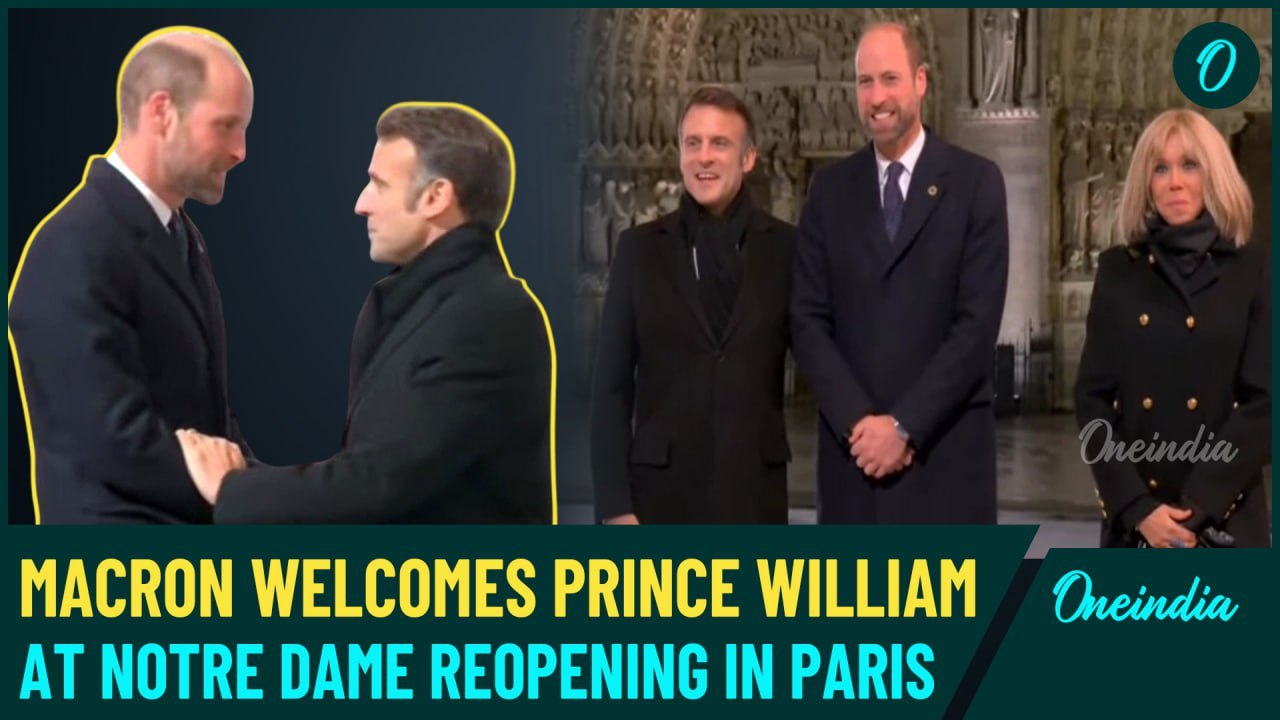 UK Prince William’s Grand Entry at Notre-Dame Reopening Ceremony in Paris | Meeting with Macron