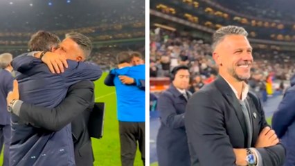 Así celebra Martín Demichelis con los suyos, luego de vencer al Atlético San Luis
