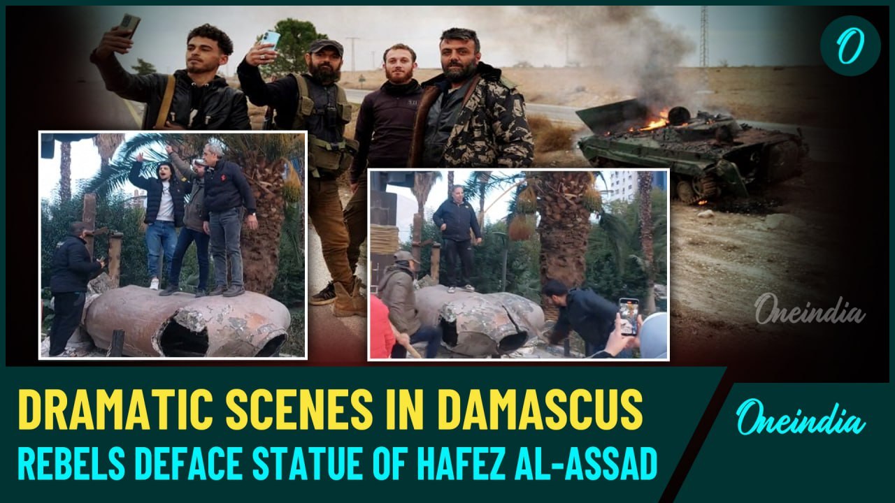 VIDEO | Rebels Deface Hafez al-Assad’s Statue, Remove Bashar’s Portrait As Damascus Falls