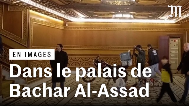 Des Syriens se filment à l'intérieur du palais présidentiel à Damas