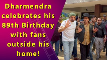 Dharmendra with son Sunny Deol Celebrates birthday outside their house