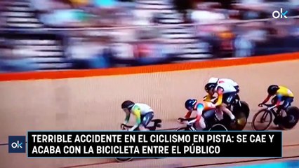 Terrible accidente en el ciclismo en pista- se cae y acaba con la bicicleta entre el público