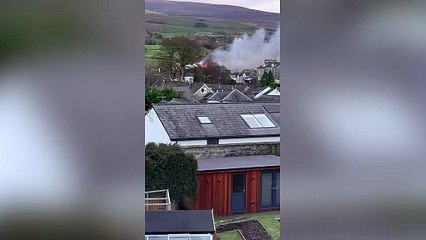 Video shows large plume of smoke as 75 firefighters battle blaze