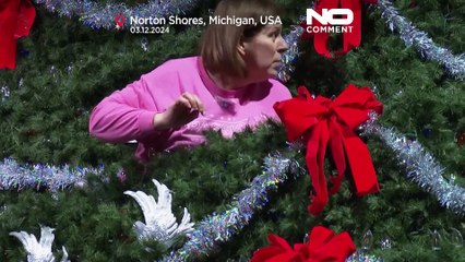 A choir inside a giant Christmas tree in the USA