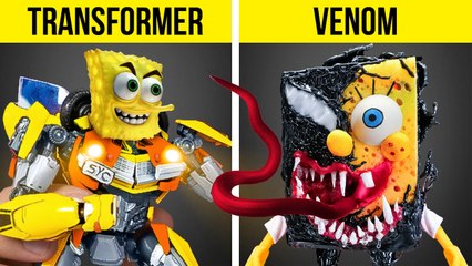 Which SpongeBob Will Win?🧽 Transformer VS Venom😈😇 Biggest Aquarium for Makeover!