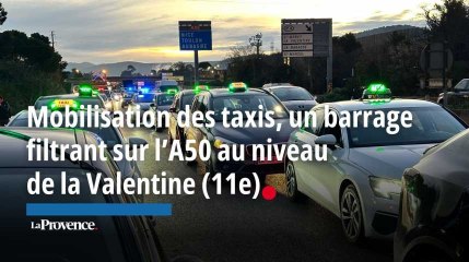 Manifestation des chauffeurs de taxis : barrage filtrant à La Valentine