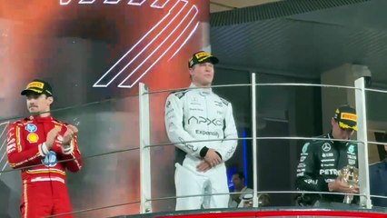 Brad Pitt shares Formula 1 podium with Charles Leclerc and George Russell