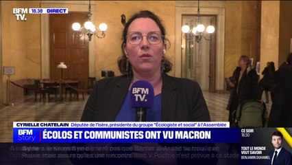 Consultations à l'Élysée: "On a été surpris de voir un président de la République qui nous a dit qu'il faudrait que le bloc présidentiel fasse des concessions", explique Cyrielle Chatelain (Les Écologistes)